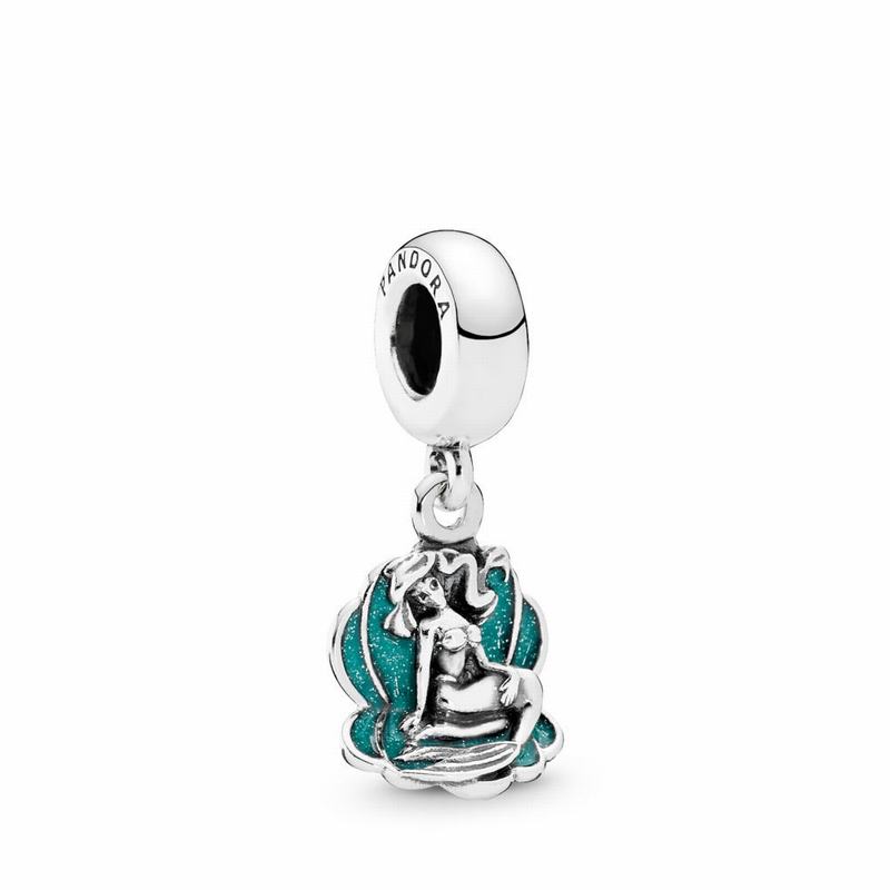 Pandora Disneyr Ariel & Sea Shell Dangle Charm - Sterling Silver/Enamel/Green - Canada | BG8743GQ